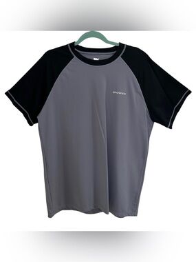 DPOWIEN Men’s XL Gray & Black Short Sleeve Swim Rash Guard Quick Dry Shirt